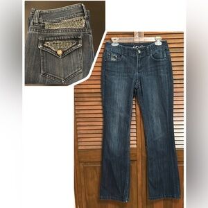INC Regular Fit Boot Leg Rhinestone Denim Jeans Size 4
